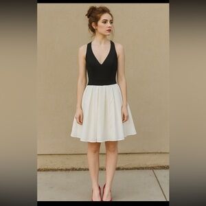 En Crème Nordstrom Black & White Bow Back Dress - Size M Formal, Party, Cocktail